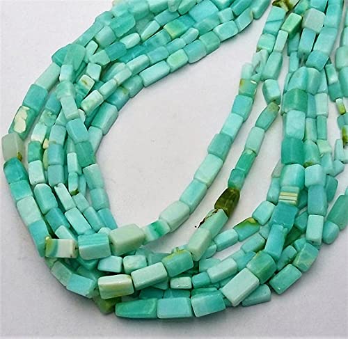 Opale péruvienne bleue perles cubes rectangles 5x5mm 7x14mm fil 13 pouces E0587