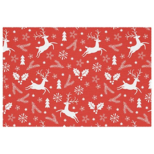 Sets de table de Noël pour tables à manger lot de 6 rouge déco festive - 2