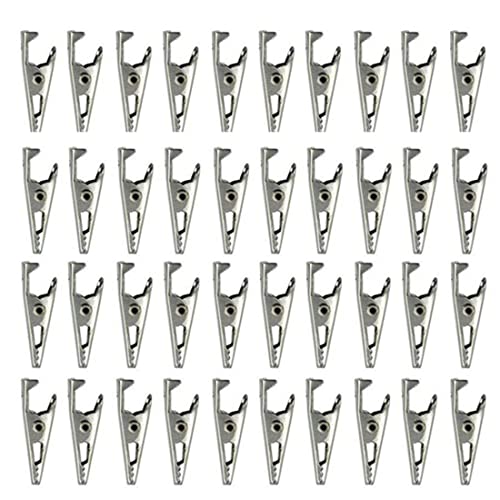 40Pcs Metal Alligator Clips1.06in/ 27mm, Crocodile Clamps Spring Clamps Test Line Crocodile Clips for Laboratory Electric Testing Work and Cable Lead Clip