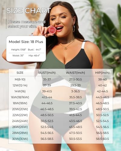 Image of Tempt Me Plus Size Two Piece Swimsuit - Women High Waisted Bikini Set Tummy Control Bathing Suits