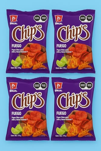 Chips Fuego, Papas Fritas Fuego Sabor a Chile y Limón (4 Pack) 170gr