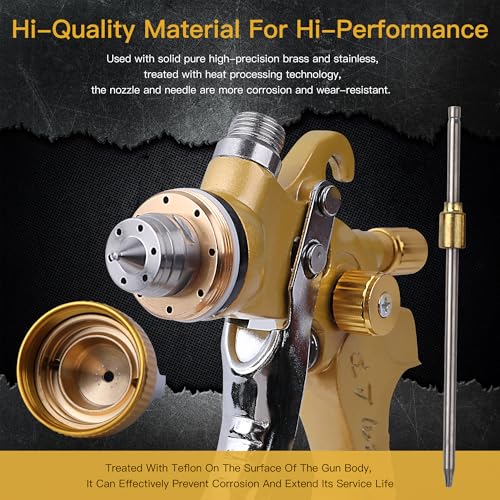 Image of HVLP Spray Gun with 10Pcs 600ML Disposable Paint Cups, Automotive Gravity Feed Paint Spray Gun Kit with Air Compressor Regulator for Auto (Black) (Yellow)