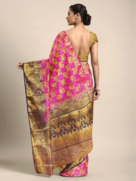 Image of Women's Banarasi Silk With Jacquard Print Saree With Blouse