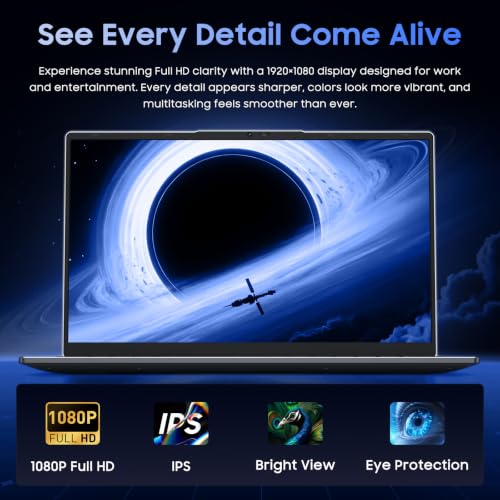 Image of AE86 15.6 inch Laptop, 8GB RAM 256GB SSD, Win 11 Pro Laptops, MS Office 2024, in tel Core M3 Processor, Full HD Display, USB-C, HDMI, Thin Business Notebook PC for Work, Study, Home (Gray)