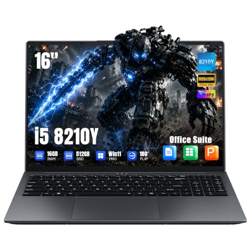 16 Inch Laptop, Core i5 Processor, 16GB RAM, 256GB SSD, 16:10 FHD IPS Display, Win11 Po with Office Suite, Backlit Keyboard, Thin & Lightweight for Students, Business & Everyday Use (16G+512G)