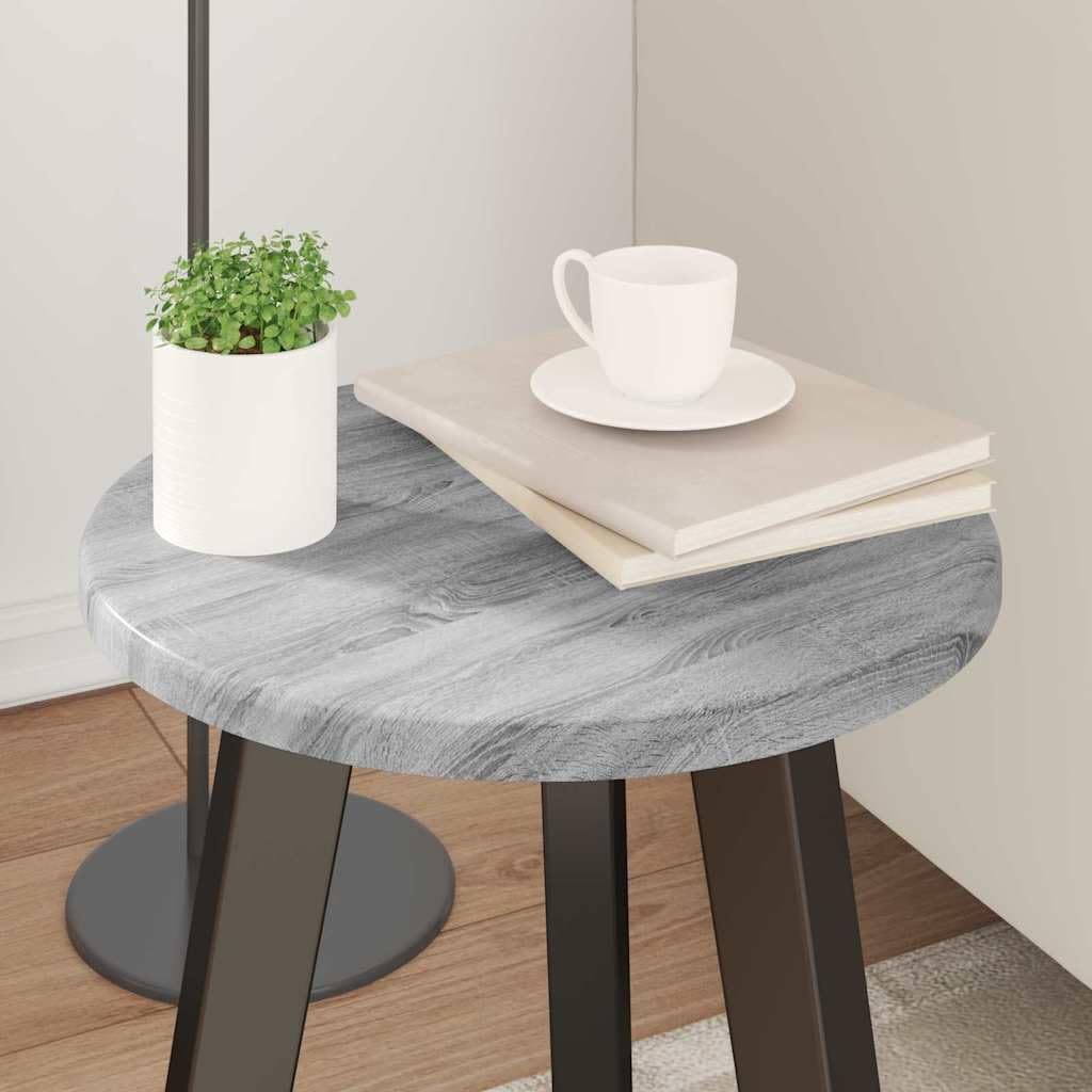 Okrągły blat stołu z materiału drewnopochodnego, Ø 30 cm, grubość 1,5 cm, do samodzielnego wykonania, zamiennik, stół jadalny, biurko, do salonu, kuchni, biura domowego, kolor szary Sonoma