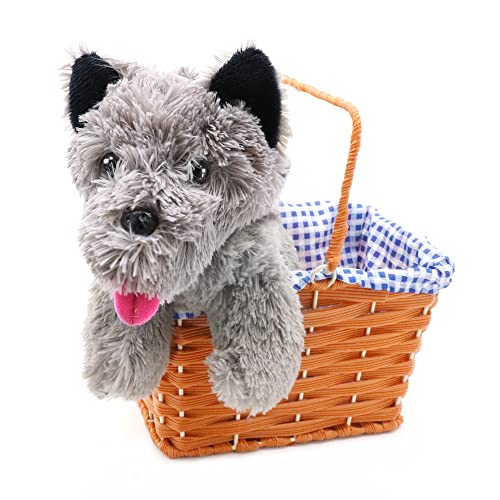 I LOVE FANCY DRESS Kansas Girl Süßer Hund im Korb, Kostüm-Zubehör, grauer Terrier, Plüschspielzeug, Hundespielzeug Toto – perfekt für Kostümwoche