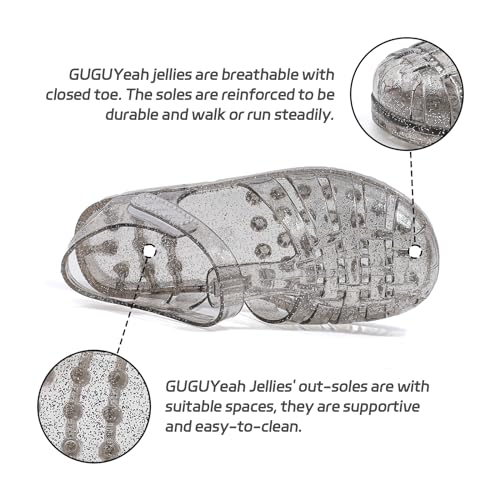 Image of GUGUYeah Jelly Sandals for Girls,Closed Toe Princess Costume Summer Dress Shoes Fisherman Gladiator Water Beach Flat Sandals for Toddler /Little Kid /Big Kid