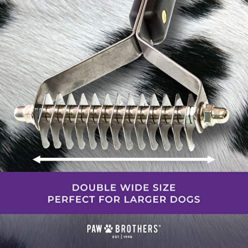 Ryan's Pet Supplies Paw Brothers 13-Blade Double Wide Undercoat Rake For Dogs, Professional Grade, Maximum Coverage, Stainless Steel #TOP4