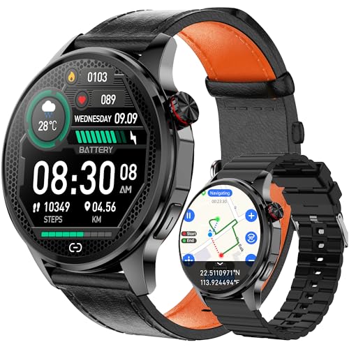 Smart Watch for Men with GPS Offline Maps, 1.46'AI Smartwatch, BT Call/Text Reply, Heart Rate/ Sleep...