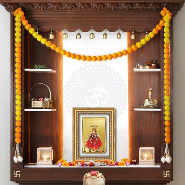Image of DIVINITI Khatu Shyam Ji 24K Gold Plated Foil Wall and Tabletop Photo Frame for Home Decor, Puja Room, Luxury Gifting | DG Frame 112 S2.5 (26x20 CM)