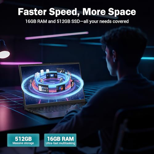 Image of 15.6 inch IPS FHD-Laptop: AMD Ryzen 5 (Beat i5-1135G7), 16GB RAM 512GB SSD | Radeon Vega 8 Graphics & 1 Years Warranty | Win 11 Business & Student Gaming-Notebook, 65W Fast Charge, HD Camera, Numpad, 2026