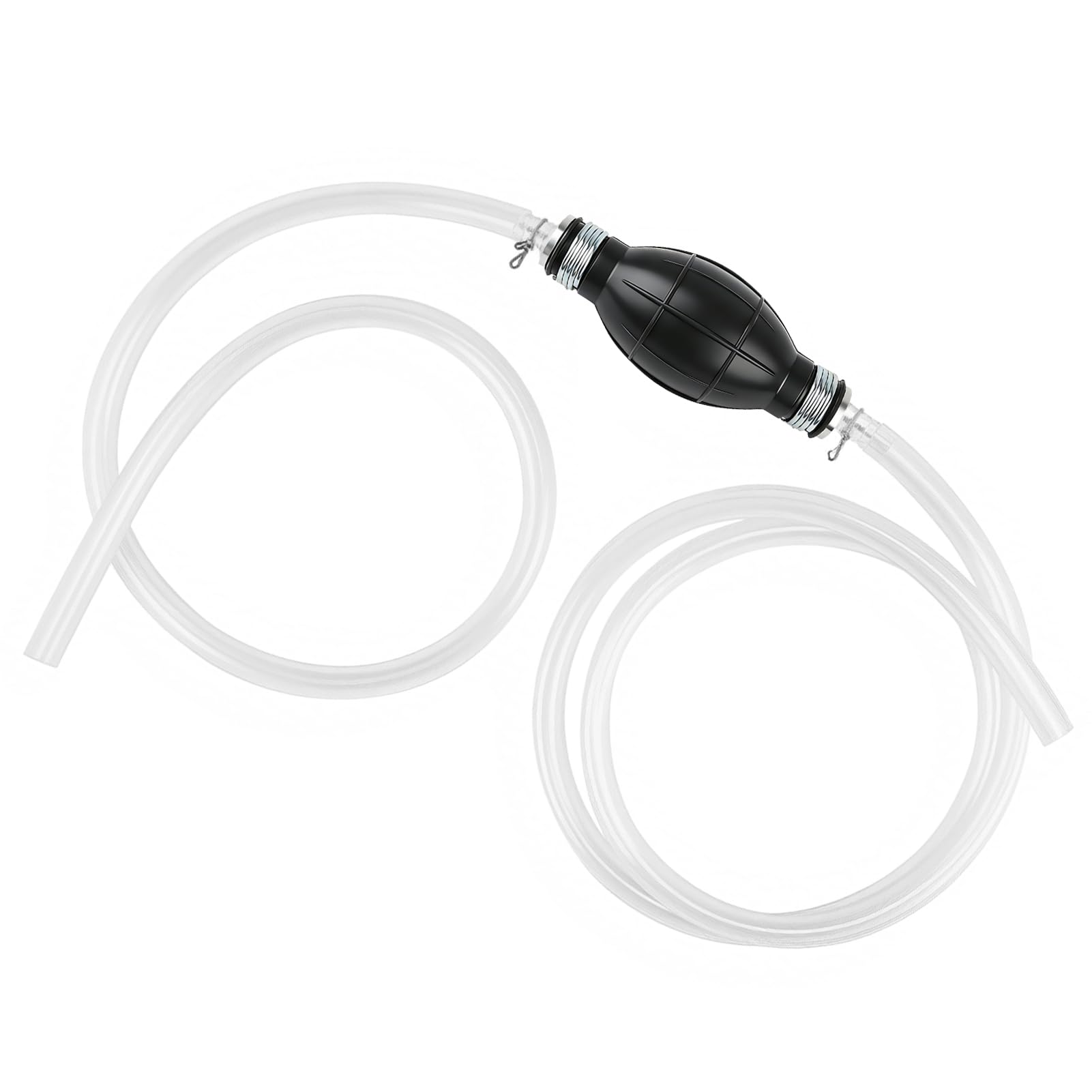 2m Fuel Syphon Pump Kit, Manual Hand Siphon Hose Portable Fuel Transfer with Non-Slip Rubber Bulb & 1.2m+0.8m PVC Tubes for Petrol, Diesel, Oil, Water, Fish Tank, Car, Boats — view 7