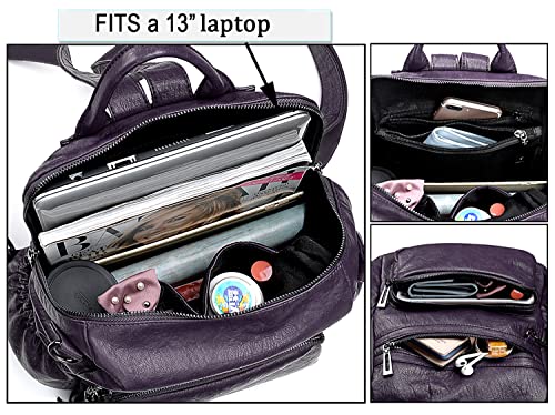 Image of UTO Women Backpack Purse Leather Vegan Ladies Fashion Designer Rucksack Convertible Travel Shoulder Bag with Tassel