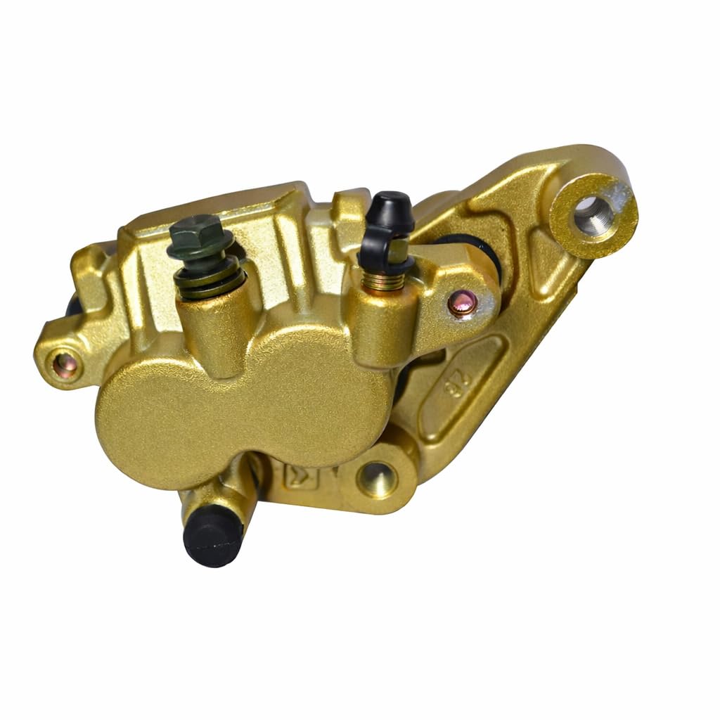 TRP TRADERS Front Brake Caliper Assembly compatible with Yamaha FZ, Gold, Dual Piston, Heat Resistant Coating, High Performance, Durable Construction