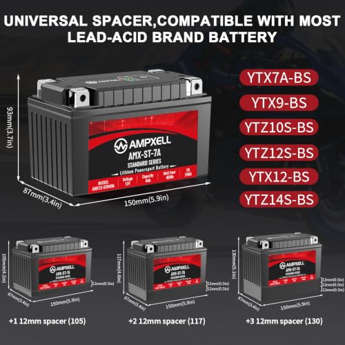 Image of YTX7A-BS Lithium Motorcycle Battery, 12V 4Ah 240 CCA 1.98 lbs Lightweight, Powersports Replacement for ATV UTV Scooter Generator,Compatible withhonda eu3000is battery