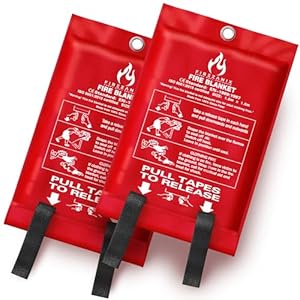 Emergency Fire Blanket for Kitchen, Home, Office, Vehicle, People (2 Pack) | Flame Retardant Fire Extinguishing Blanket | Fire Extinguisher Safety Suppression Blanket – Made from Fiberglass