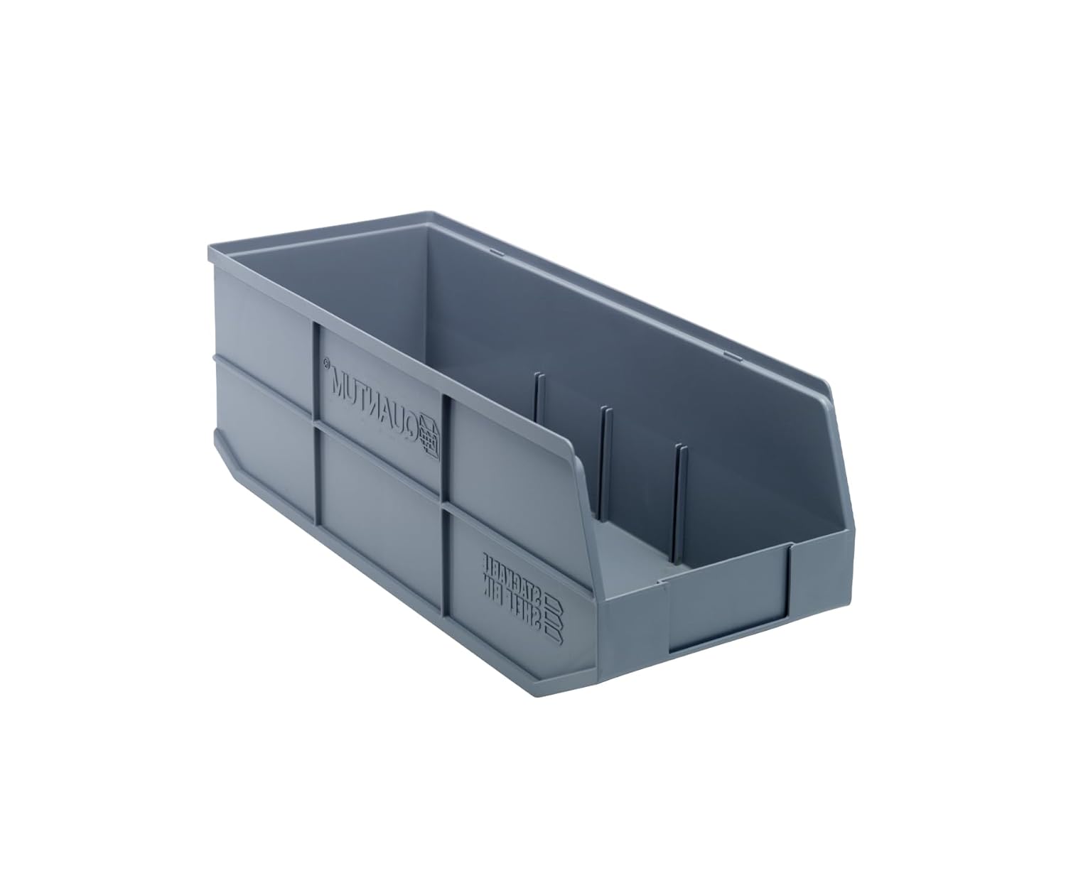 Quantum Storage K-SSB483GY-4 4-Pack Stackable Plastic Shelf Bin, 20-1/2" x 8-1/4" x 7", Gray