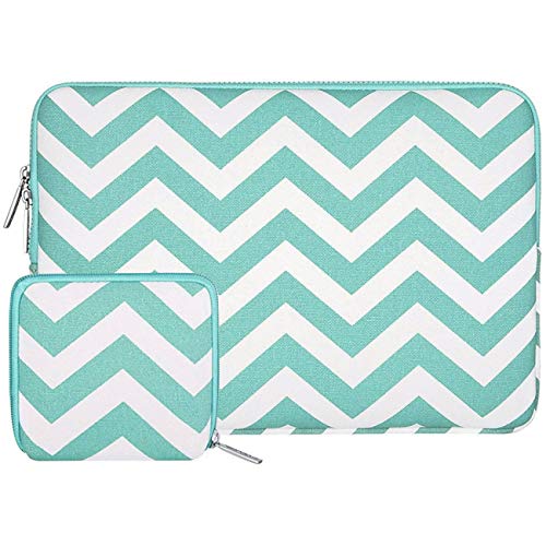 MOSISO Laptop Sleeve Compatible with 12.3 inch Microsoft Surface Pro X/7/6/5/4/3, 11-11.6 inch MacBook Air, Notebook Computer, Canvas Chevron Carrying Case Cover Bag with Small Case, Hot Blue