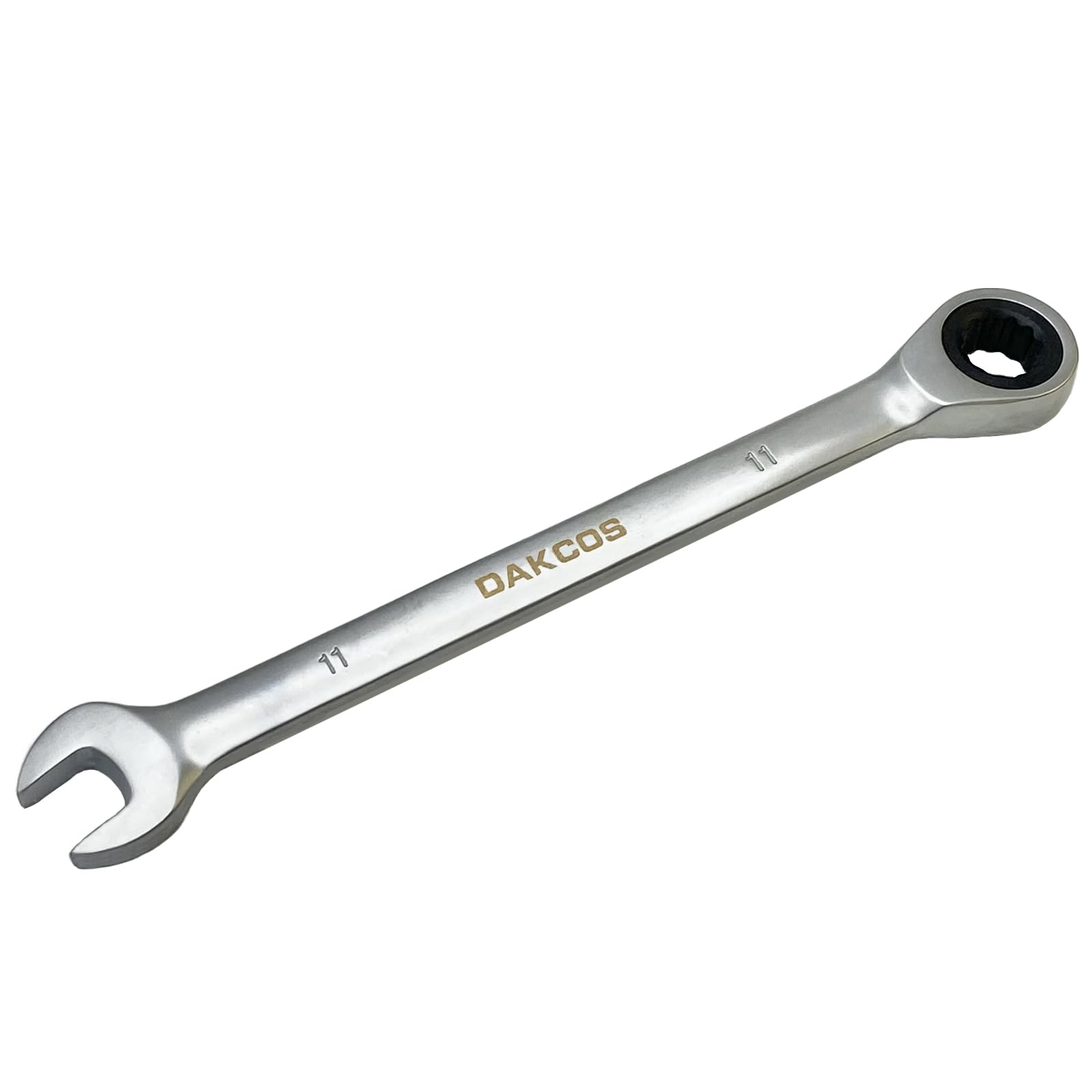 Dakcos Chrome Fixed Head Ratchet Spanner 11Mm Ratcheting Combination Wrench Vanadium Steel