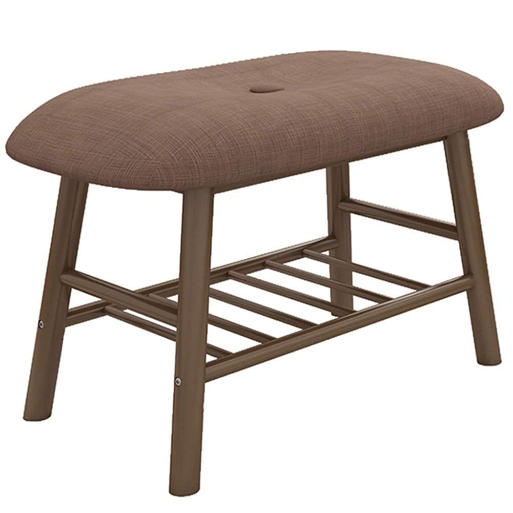 Repose-pieds en bois massif et lin marron avec assise haute résilience premium