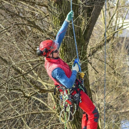 YUZENET Braided Polyester Arborist Rigging Rope (3/8 inch X 50 feet) High Strength Outdoor Rope for Rock Climbing Hiking Camping Swing, Blue/Black