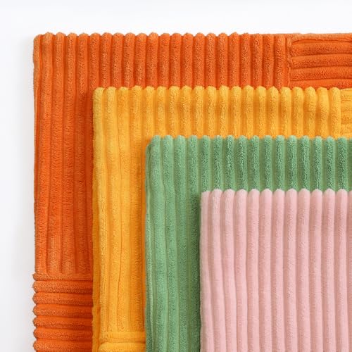 Housse de coussin 55x55 velours côtelé patchwork rayures croisées deco lit - 4