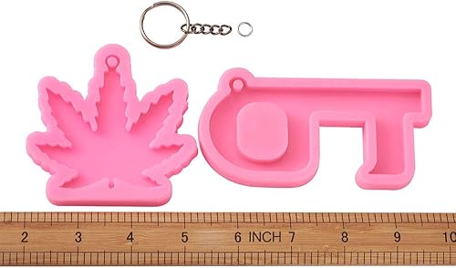 Miniatura 6 de Kit de molde de silicona con diseño de mariposa y cruz de arce, con cinta de cactus, llavero con cierres de llavero, anillo de salto para bricolaje,
