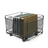 Mind Reader FILEROLL-BLK Portable Rolling Metal Mesh Box File, Document, Folder Sorter Organizer, Black