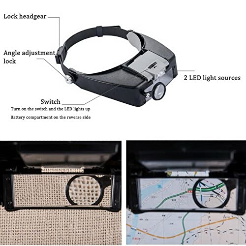 Linalife 1.5X/3X/8.5X/10X Headband Lamp Magnifier Glasses Magnifying Eye Glasses Lens Loupe Adjustable Head Magnifier - Head Visor With Led Lighted Magnifier Hobbies, Crafts, Repairs And Reading #TOP7