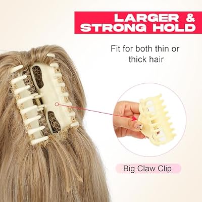Ponytail Extension - 14 Claw Clip in Ponytail Hair Extensions Natural Soft Synthetic Layered Wavy Pony Tail Hair Pieces for Women - Ash Blonde with Highlights