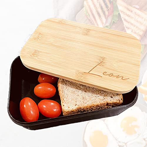 Fiambrera, fiambrera, bento Box Lunch Box incluye nombre grabado personalizado, alta calidad, apto para lavavajillas, microondas y grabado individual Cover