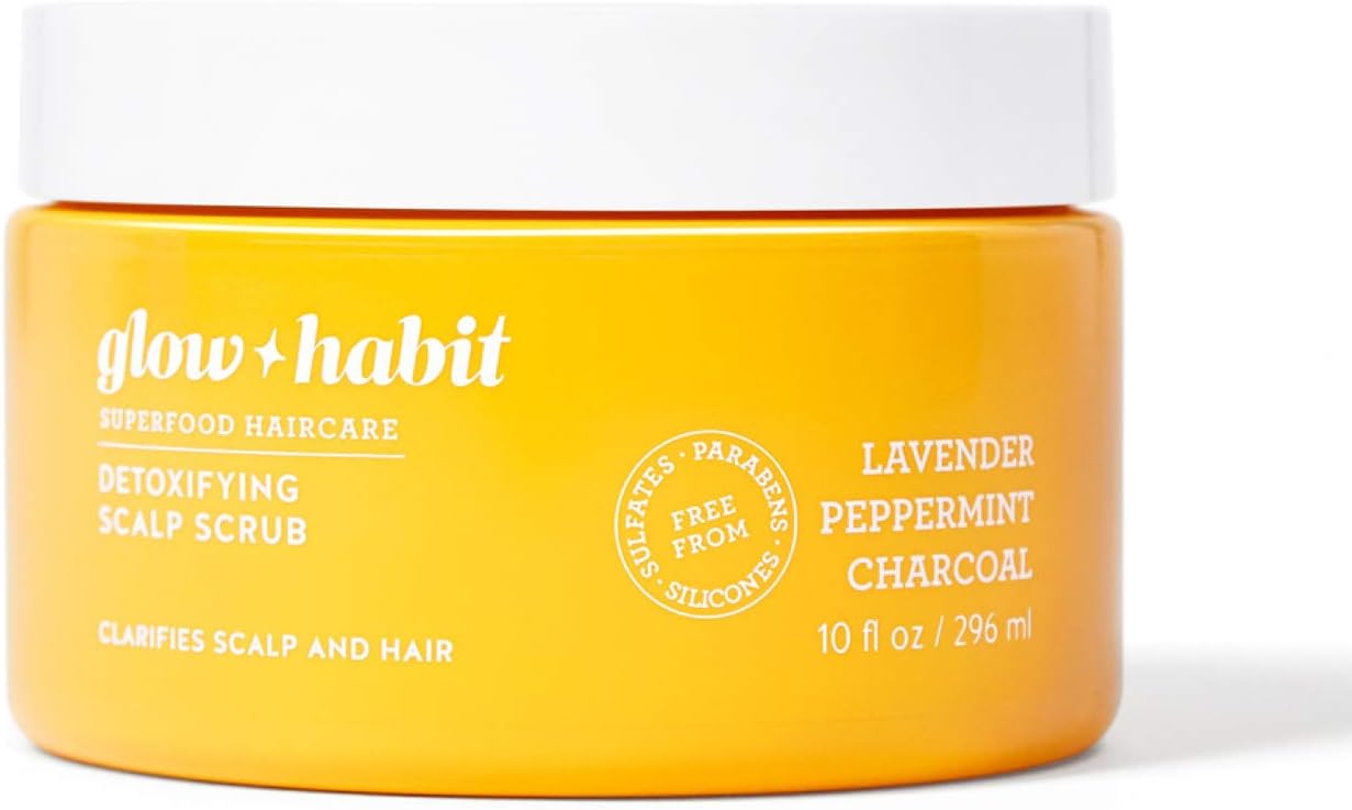 Glow Habit Detoxifying Scalp Scrub 10 Fl. Oz! Formulated With Lavender, Peppermint And Charcoal! Gentle Detoxifying Scrub Removes Scalp Buildup & Encourages Micro-circulation! Vegan and Cruelty Free!