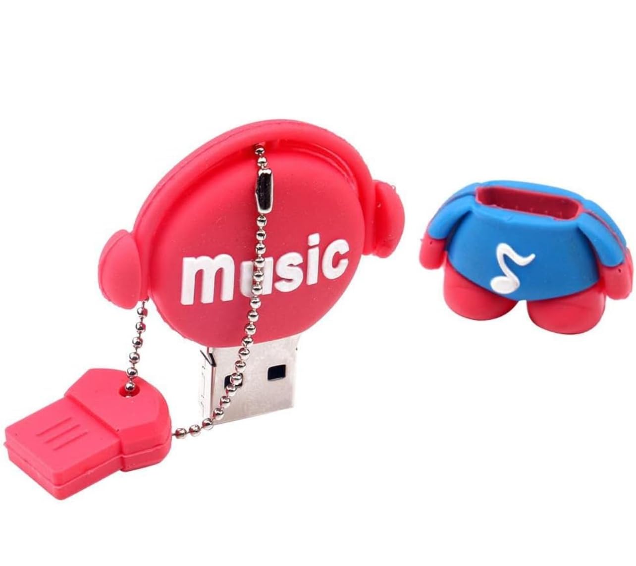CleverlyGifted® Cute Music Note PVC Rubber USB Flash Drive, 2.0 Interface, Pink and Blue Soft Shell Design with Ball Chain, Upto 10Mbps, Grade A Chip, Pen Drive Gift, Unisex (16, GB)-image-13
