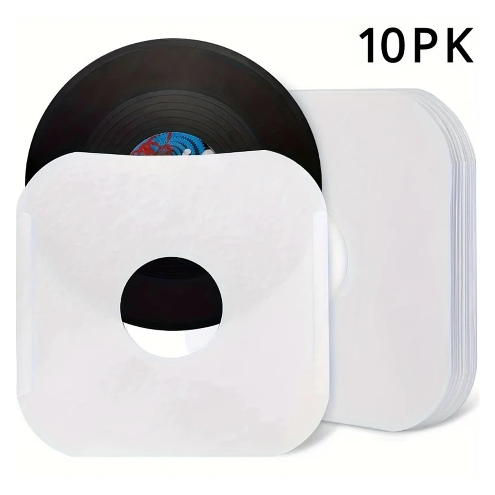 Copertine interne per dischi in vinile 10/20/50 PCS 12 pollici Maniche in vinile Angolo arrotondato Carta Kraft LP interne Copertine di album Foro centrale for la protezione dei dischi(White 50PCS)