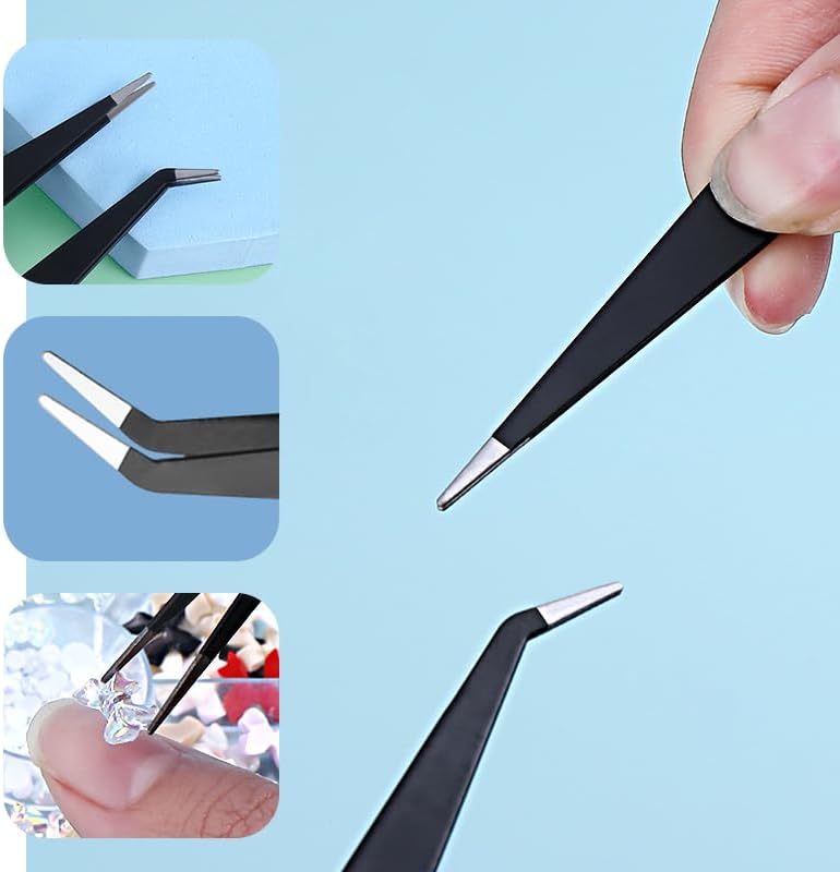6 PCS Precision Tweezers Set Upgraded Anti-Static Stainless Steel Tweezers for Electronics Welding Jewelry Making Lab Work Crafts and Models