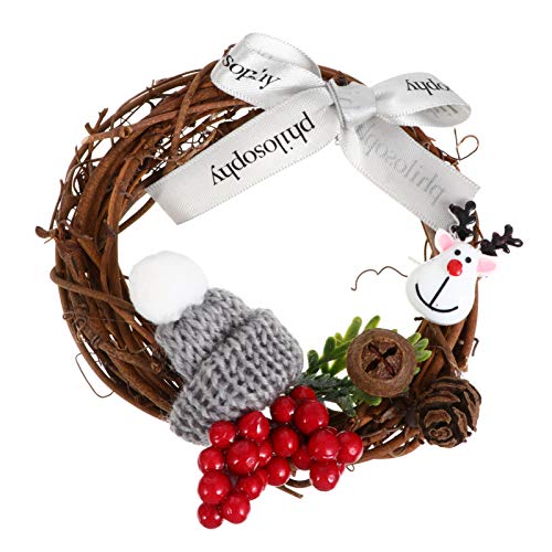 Mini guirlanda de Natal Amosfun para pendurar Natal Guirlanda artificial de pinheiro de frutas silve