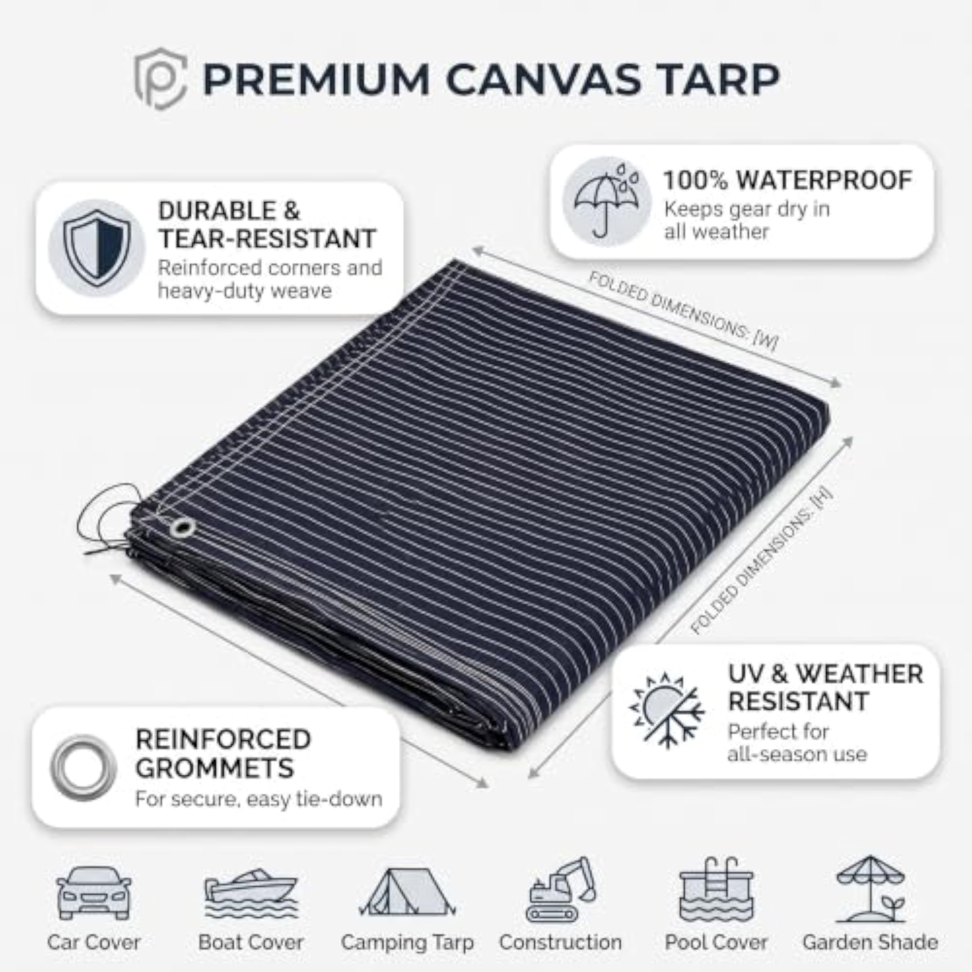 1200 GSM Heavy Duty Canvas Tarpaulin, Waterproof
