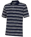 adidas Golf Men's Puremotion Textured Stripe Polo, Navy/White, X-Large