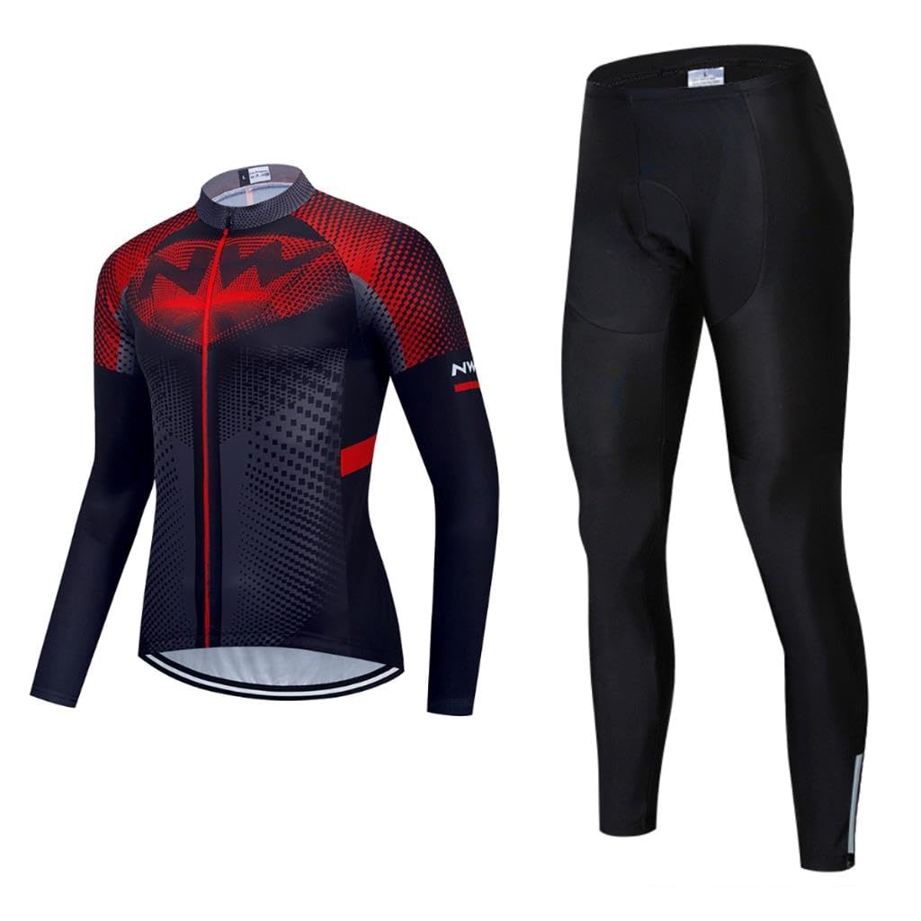 Ensemble Maillot Et Cuissard Cyclisme Hiver Thermique Rouge - Taille Unique Adulte