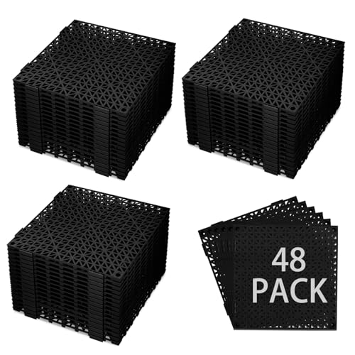 48 PCS Modular Interlocking Cushion, 12" x 12" Interlocking Rubber