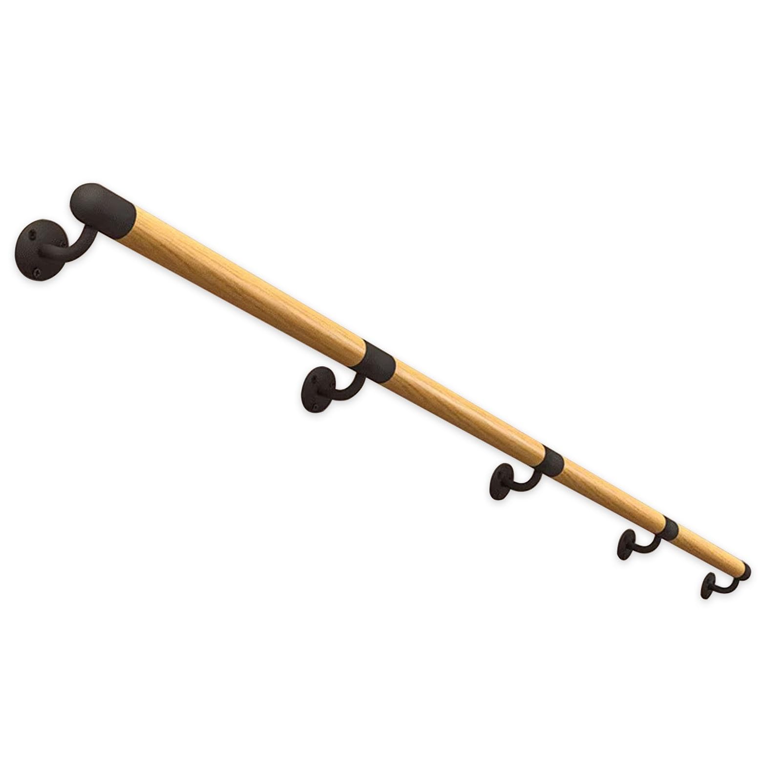 Main courante en bois pour escalier de 480cm avec rampe et supports inclus