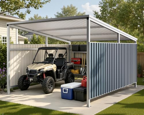 Image of Jocisland 11x10 FT Heavy Duty Sloped Roof Metal Carport with Side Panels