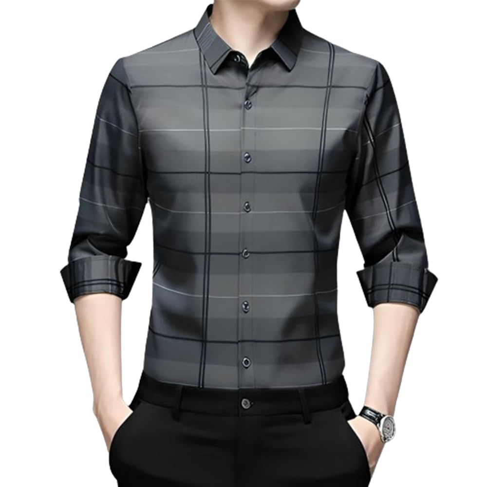 Protectify - Cotton Shirt | Formal | Easily Washable | Multicolor(Silver L) | Full Sleeve Shirt for Men