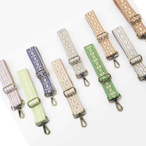 Image of LEMEDE Purse Strap Adjustable Replacement Crossbody Bag Straps Retro Jacquard Embroidery Shoulder Straps for Shoulder Bag