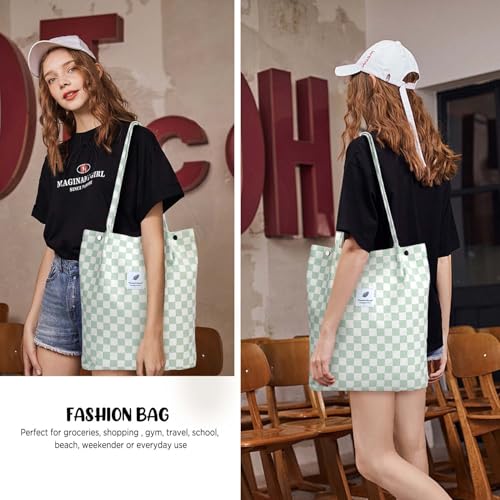 Image of Ayieyill Corduroy Tote Bag for Women Canvas Shoulder Cord Purse with Inner Pocket