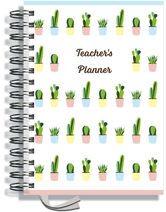 Teacher Planner 2026-2027 A5 size by Pirongs | 5 Lesson Planner for Teachers | Page a day | DATED, Hardback, Wiro-bound Teachers Planner - Cactus โ image 1