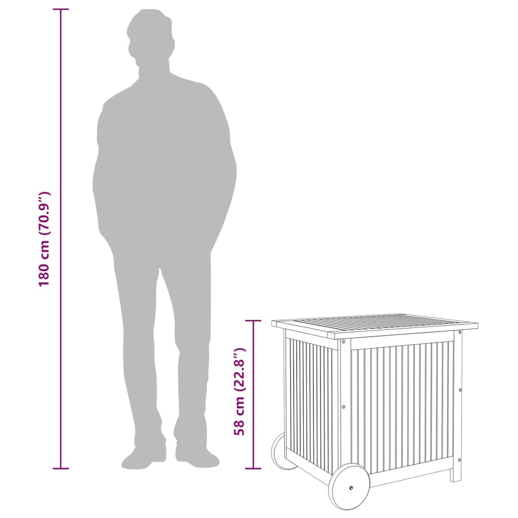 vidaXL Gartentruhe, Gartenbox mit Rollen Stauraum, Auflagenbox mit Wasserfestem Beutel, Aufbewahrungsbox Kissenbox, Massivholz Akazie