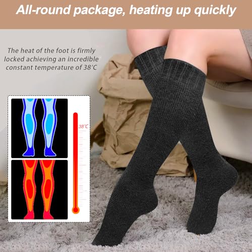 Thick Wool Socks for Women, 3 Pairs Knee High Sock, Warm Sock Thermal Socks for Outdoor Sports Winter Gifts 6