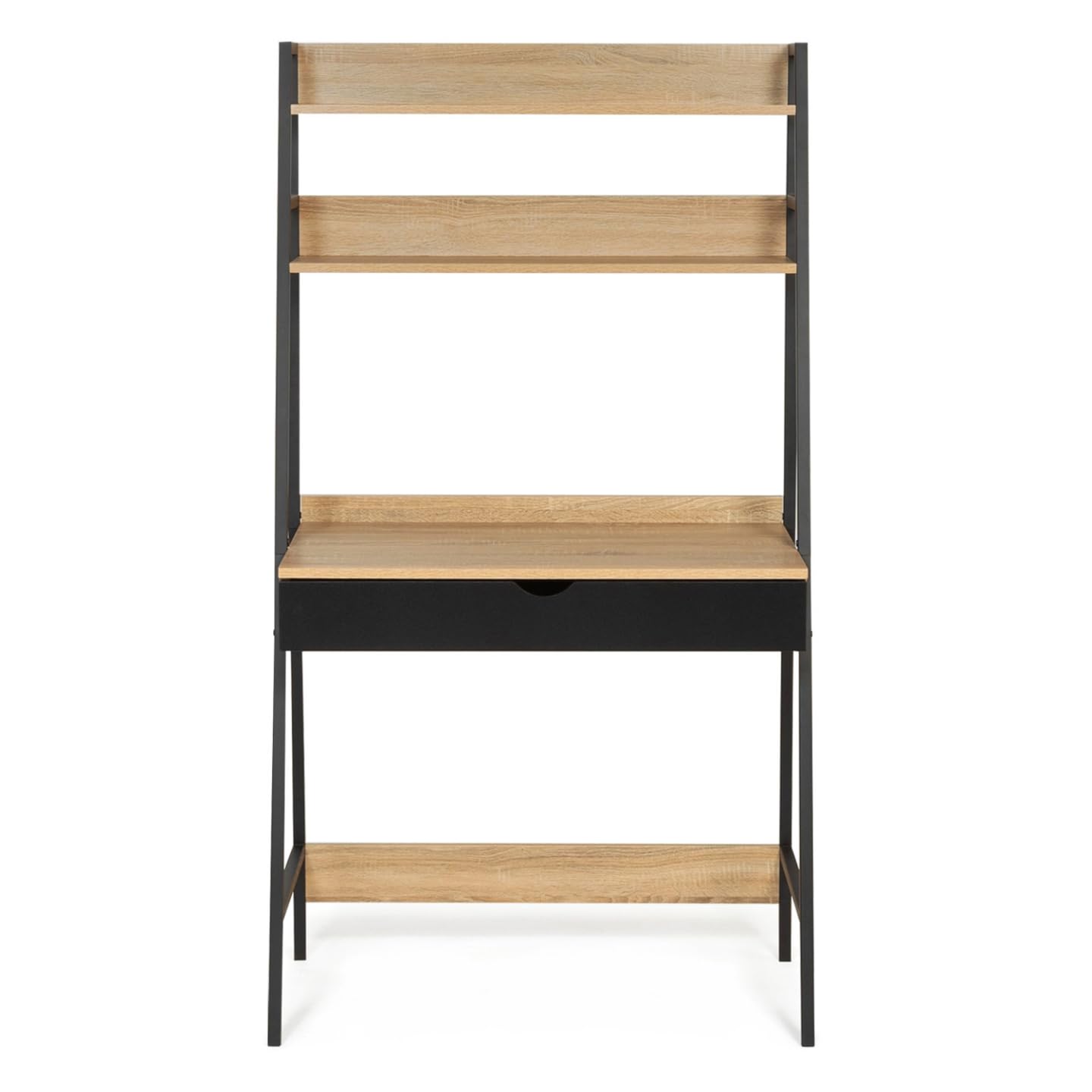 IDMarket - Bureau étagère 1 tiroir Noir Boston Design Industriel